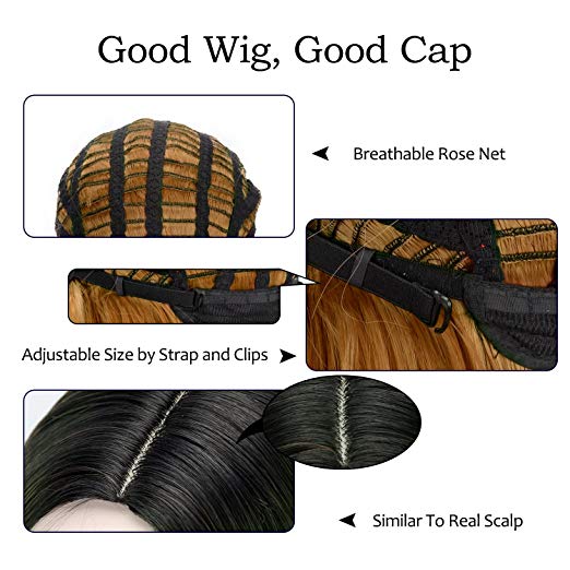 BARSDAR 14" Girl’s Short Bob Hair Wigs Straight Synthetic Dark Roots Ombre Colorful Christmas Cosplay Daily Party Wig for Women